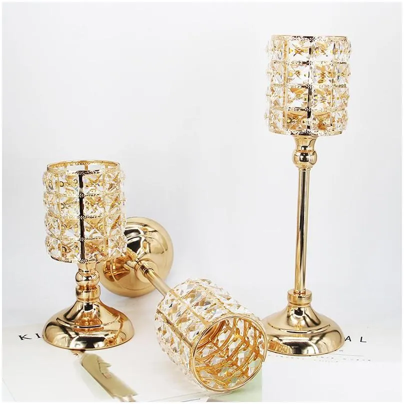 creativity crystal candle holder retro metal vertical candlestick wedding christmas holiday home decoration candelabrum gift