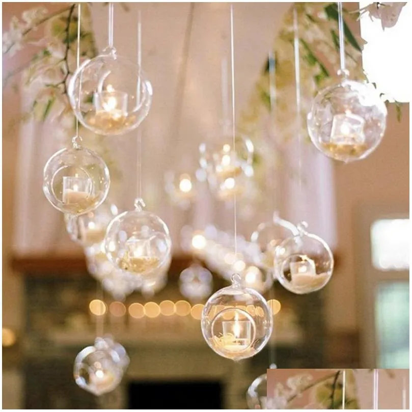 vases 6/8/10cm clear glass ball globe shape terrarium flower hanging planter container landscape ornament garden decor