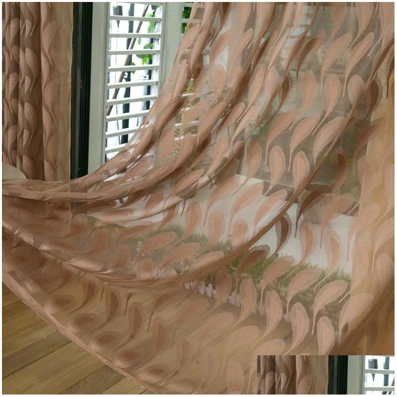 curtain drapes jacquard feather sheer curtains white 1 panel jinya home decor elegant window screens for kids bedroom door living