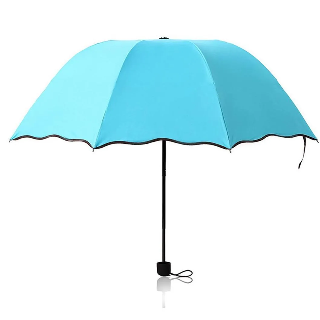 three folding black coating sunscreen uv manual umbrella outdoor parasol dual use adults umbrella floral
