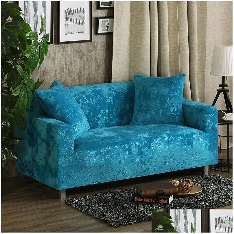 chair covers claroom thickened 3d embossed velvet sofa cover nonslip l type 1/2/3/4seaters cc01