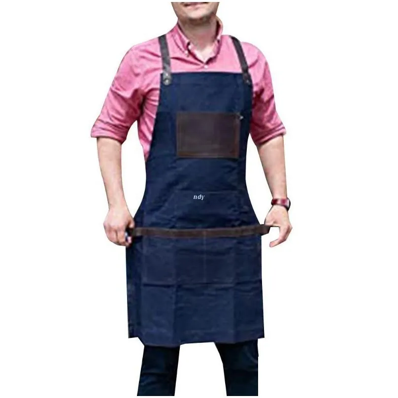 aprons f2tf heavy duty canvas work apron with pockets adjustable crossback straps bib for men and women gardening restaurant