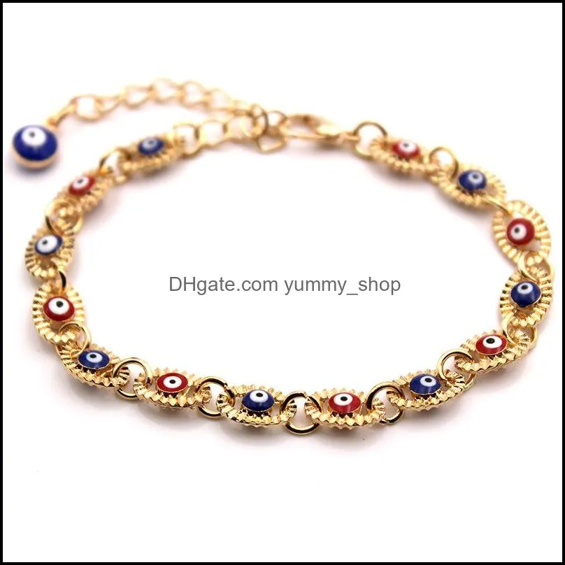 alloy bracelet glue dropping blue red turkey eye bracelets fashionwomen jewelry gold 5ll q2
