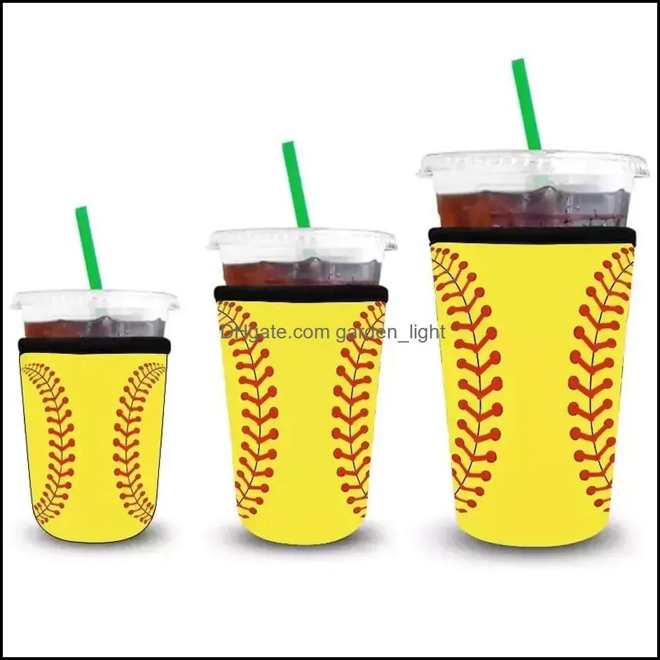 drinkware handle custom softball pattern iced coffee cup sleeves antidirty insulation cold keeping reusable and colds drinks cups