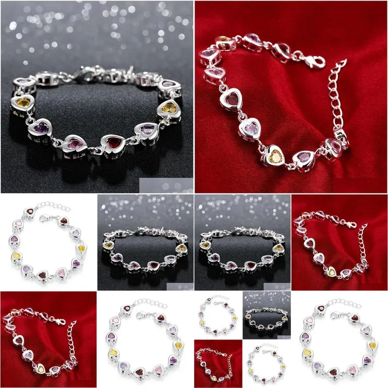 charm bracelets nb07 elegant heart zirconia stone bracelet for women wedding jewelry romanic engagement 221028