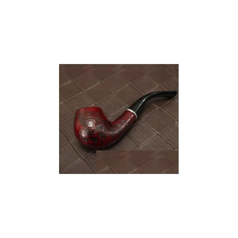 1piece elegant classic collection gift durable wooden pipe tobacco smoking pipe with synthetic leather and pipe rack