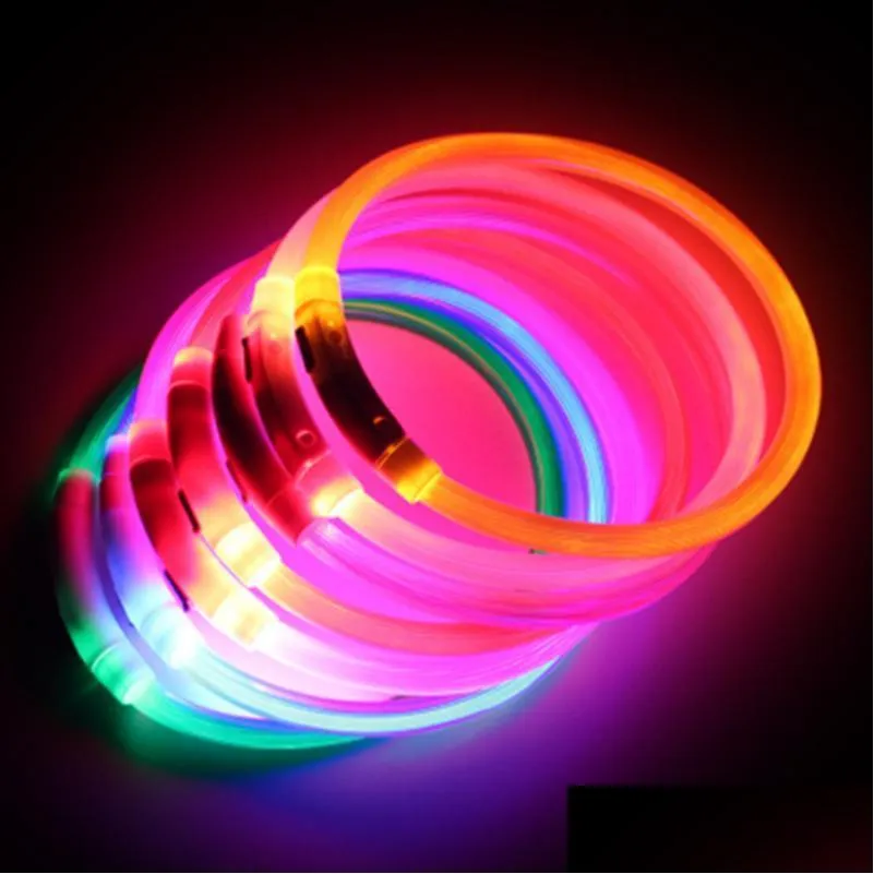 dog collars leashes pet luminous rechargeable flashing night collar leash led light usb charging dogs glowing teddy flash pets