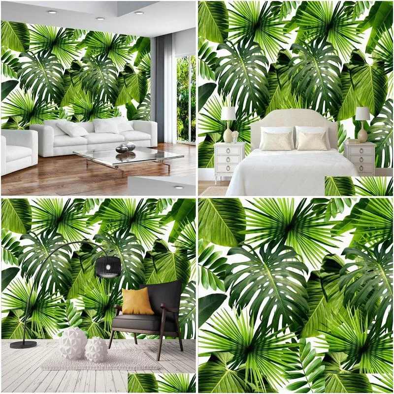 custom 3d mural wallpaper tropical rain forest banana leaves p o murals living room restaurant cafe backdrop wall paper murals1