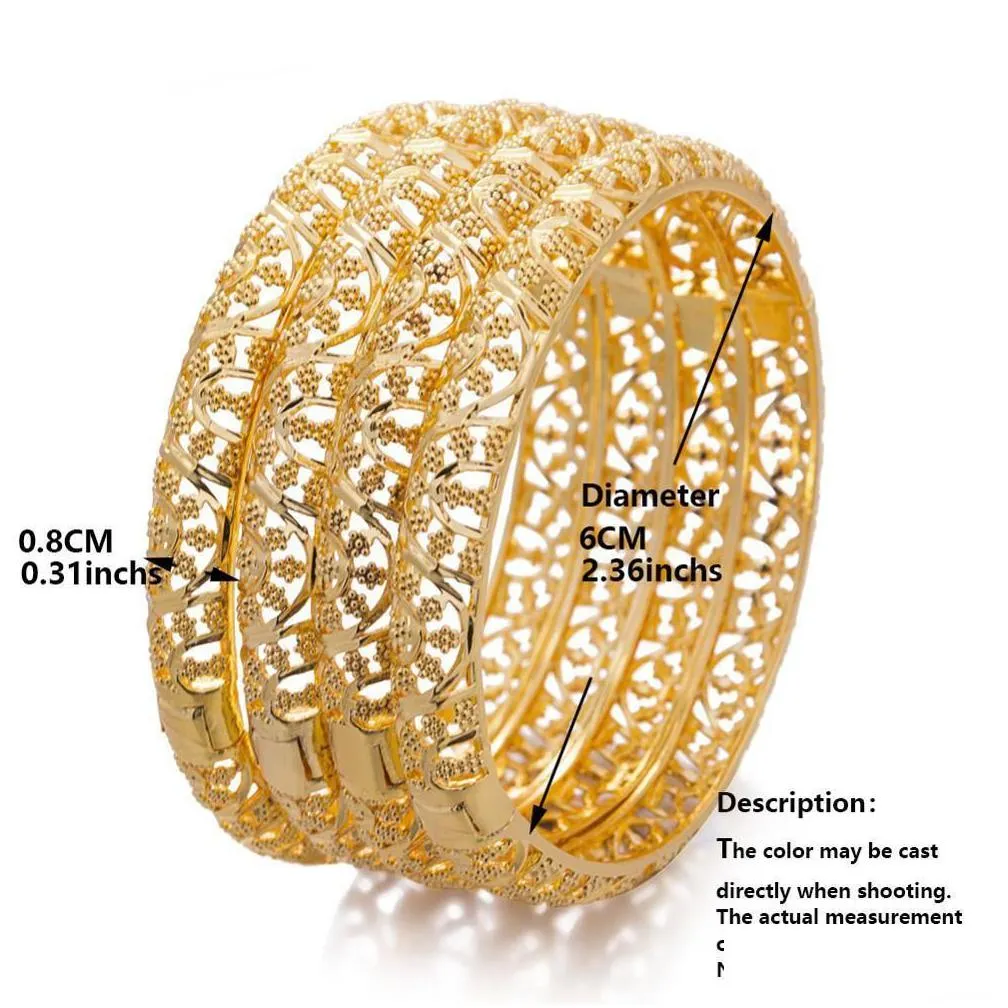 bangle 24k luxury ethiopian gold bangles for women wedding bride bracelets gold color jewelry middle east african gifts 221028