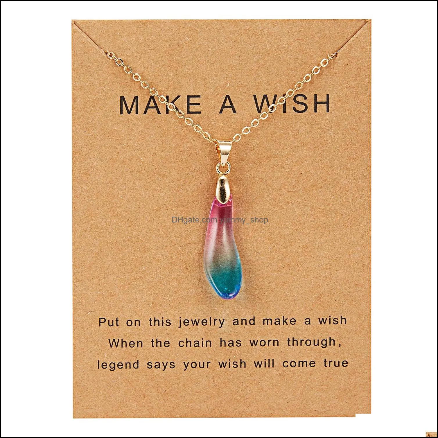 multicolor water drop women necklace pendant geometric gold color chain kids choker fashion charm lady jewelry accessories gift