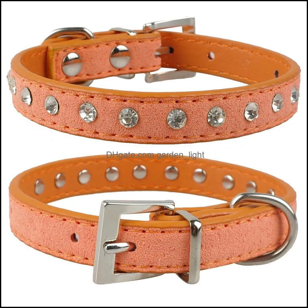 web celebrity tiktok 6 colors xs s m softer seude leather dog collars rhinestone cat collar for small pet puppy collars