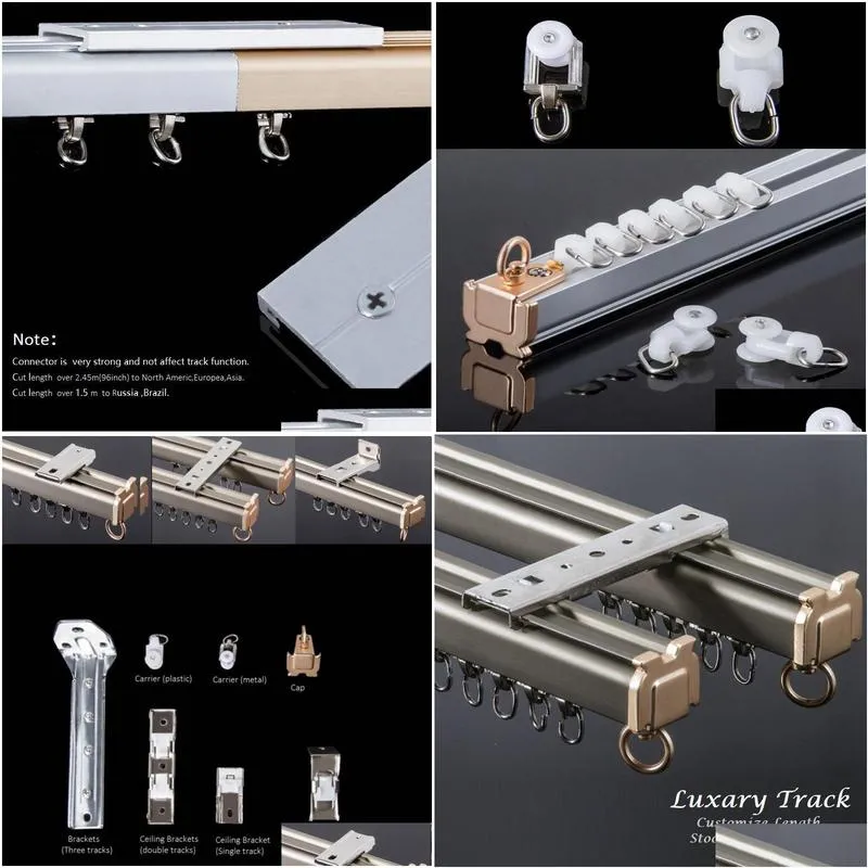 luxury curtain track single or double aluminium rail thickness 1.2mm customize length 