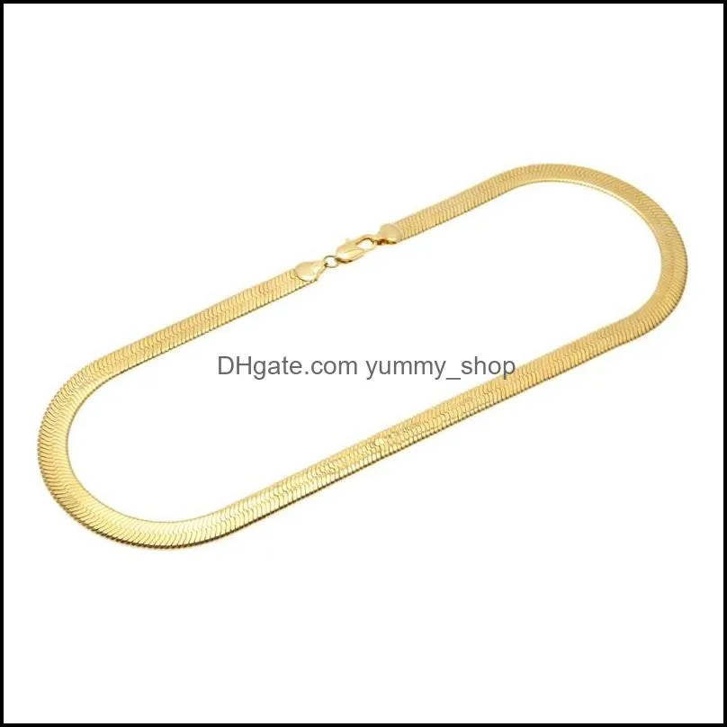 10mm wide snake bone chain yellow gold filled men statement herringbone necklace 60cm 2072 q2