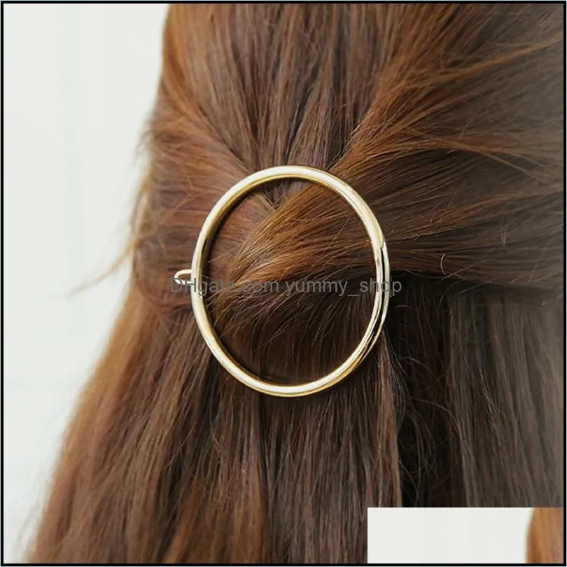 2017 promotion trendy vintage circle lip moon triangle hair pin clip hairpin pretty womens girls metal jewelry accessories 876 q2