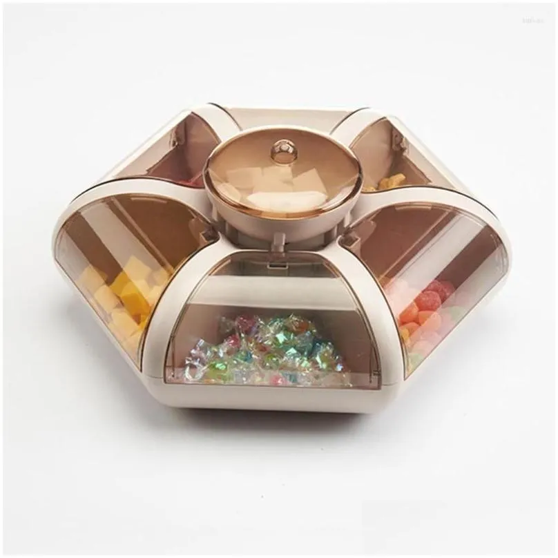 plates lotus fruit storage box dry tray transparent press type snack compartment bin living room goods nuts container