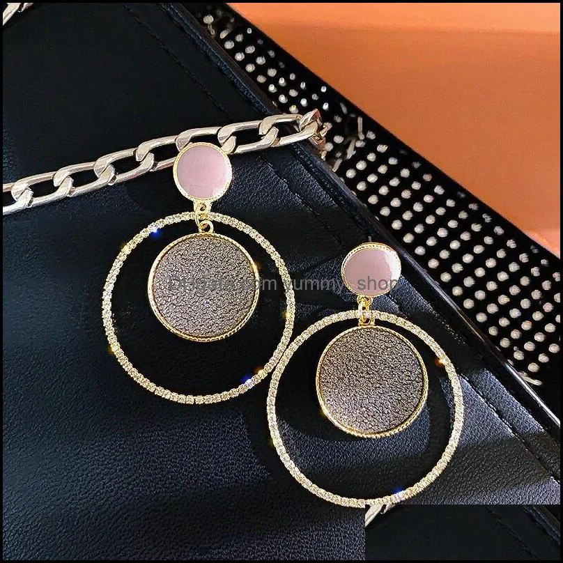 hoop earrings temperament crystal inlay circular lovely shiny fashion accesories woman versatile ear pendants 2 5sfb k2