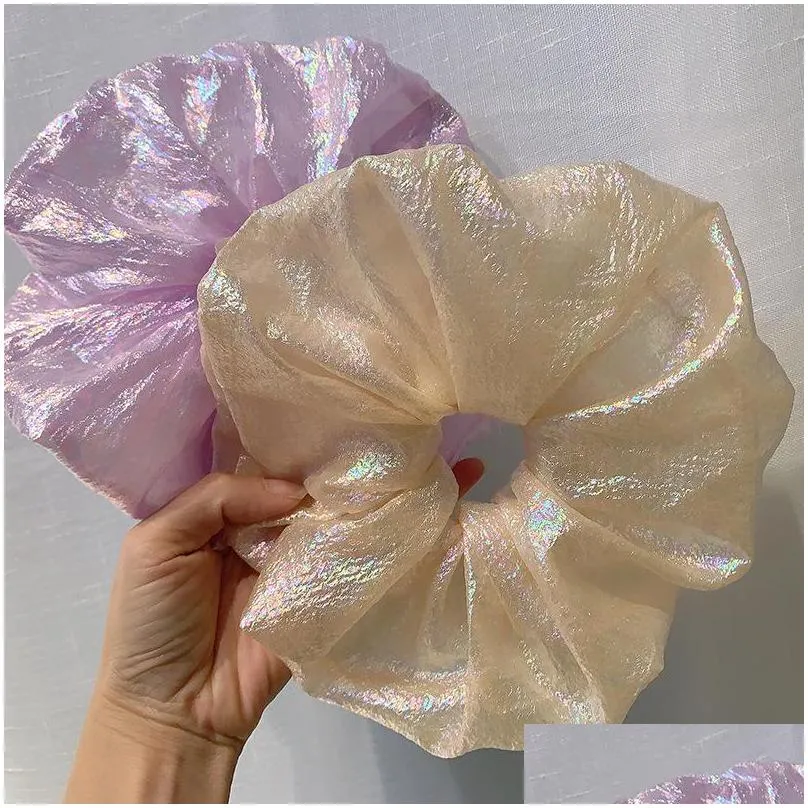 summer net yarn large chiffon hair bow scrunchies for women elastic hair band ponytail holder hair tie girl accessories