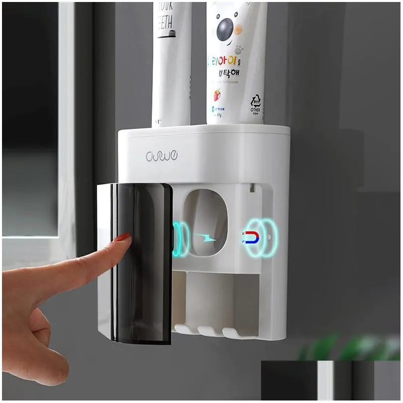 gesew automatic toothpaste squeezer multifunction toothpaste dispenser magnetic toothbrush holder toilet bathroom accessories