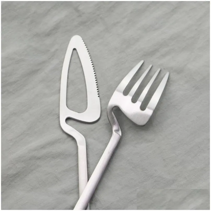matte black cutlery set 18/10 stainless steel dinner tableware flatware set knife fork spoon dinnerware party silverware