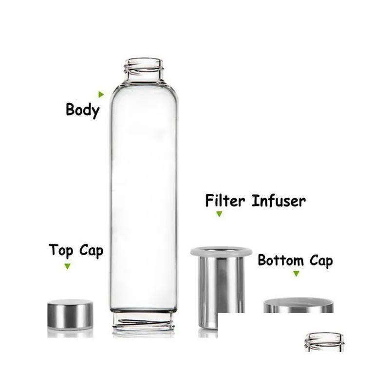 glass water bottle bpa high tumblers temperature resistant sport with tea filter infuser bottles nylon sleeve 420ml fhl306wy1641