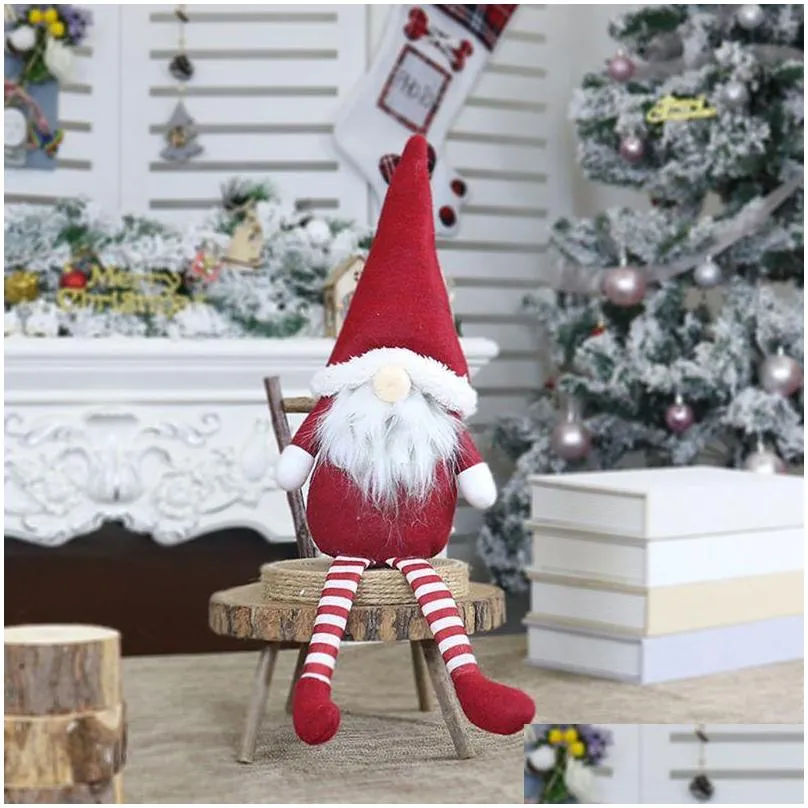 christmas decorations doll merry long leg swedish santa gnome plush ornaments handmade elf toy holiday home party decor1