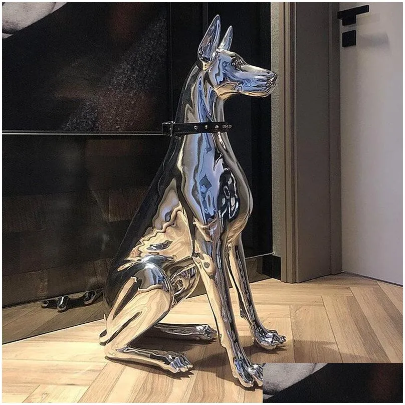 garden decorations home decor sculpture doberman dog large size art animal statues figurine room decoration resin statue ornamentgift