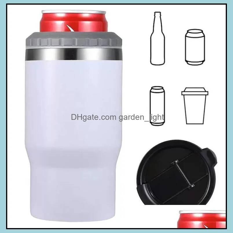 4 in 1 14oz coffee cups tumbler stainless steel tumblers 12oz slim cold beer bottle can cooler holder double wall insulated drink mug bottles with two