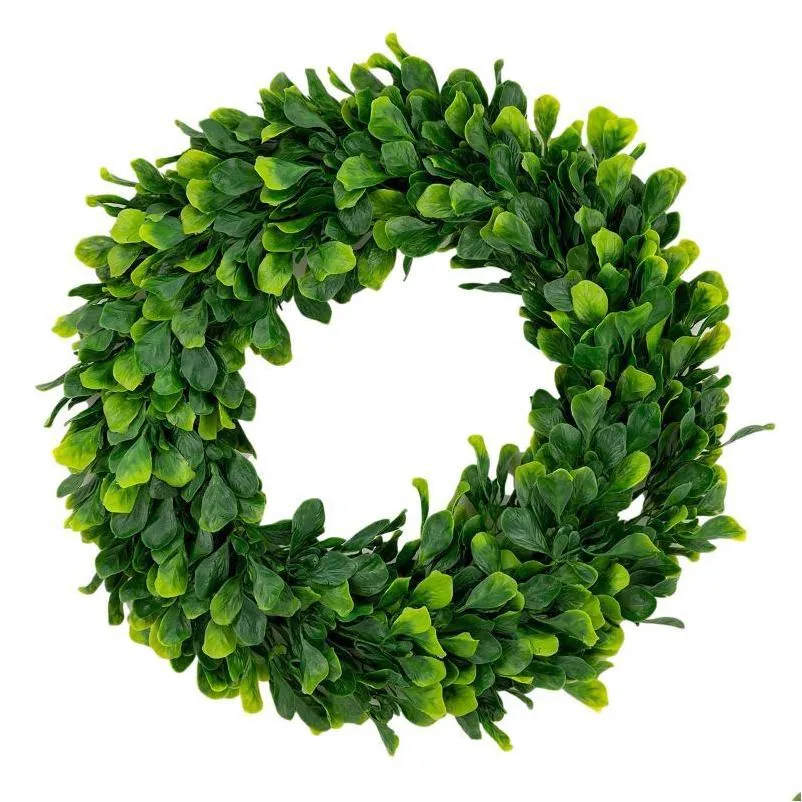 decorative flowers wreaths boxwood wreath greenery garland plastic artificial green door hanger wedding decoration suppliesdecorative