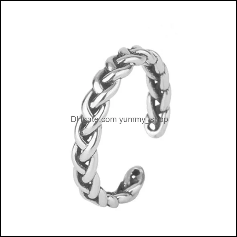 authentic 925 sterling silver ring vintage antique twisted rope for women punk fine jewelry adjustable retro s925 817 t2