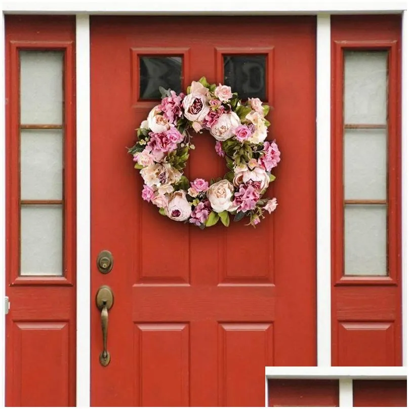 artificial flower wreath peony wreath 16inch door spring round for the front door wedding home decor