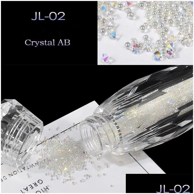 1 bottle mini caviar beads crystal tiny rhinestones glass micro bead for nails diy colorful 3d glitter nail art decorations