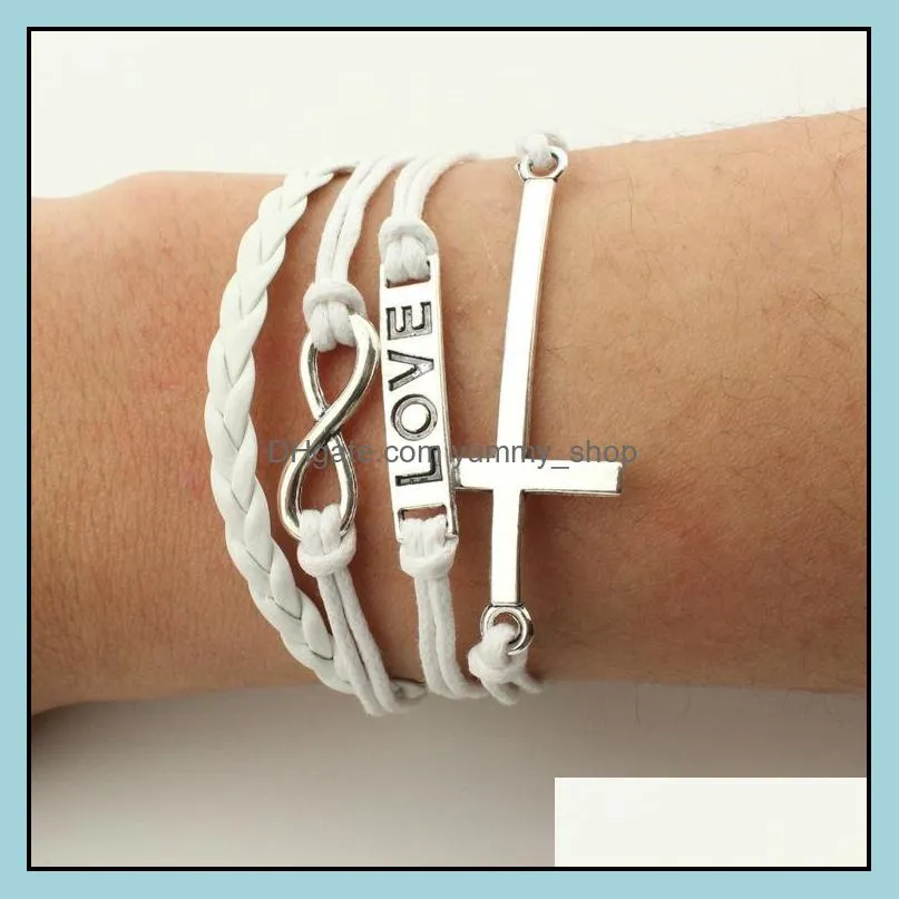 creative charm bracelets eight infinity friend love faith multilayer rope bracelet for lovers gifts