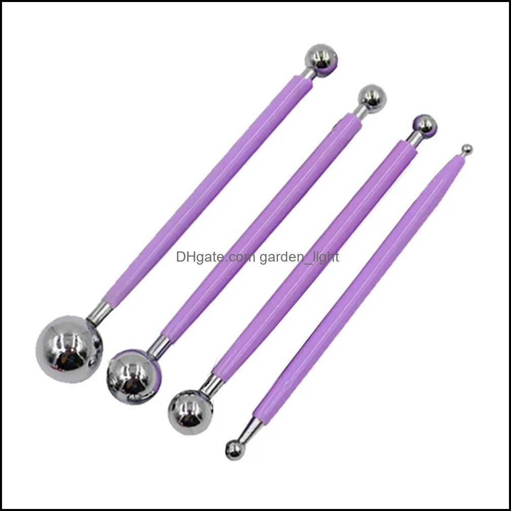4pcs/set diy polymer clay tools stainless steel sculpture tool toy for clay carving molding ball sticks carving tool baking tool