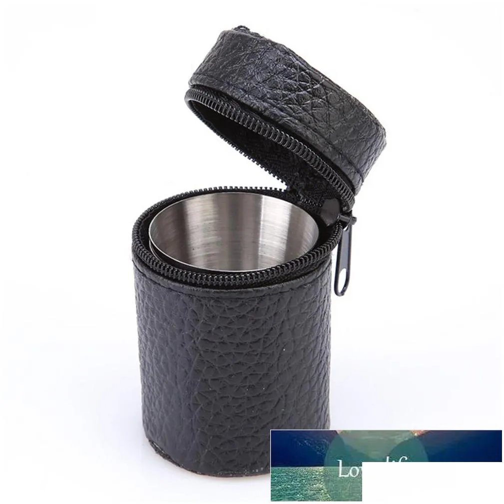 4pcs/set s glass portable mug set tumbler wine cup polished and leather wrap 30ml stainless steel with leather cover bag factory price expert design quality