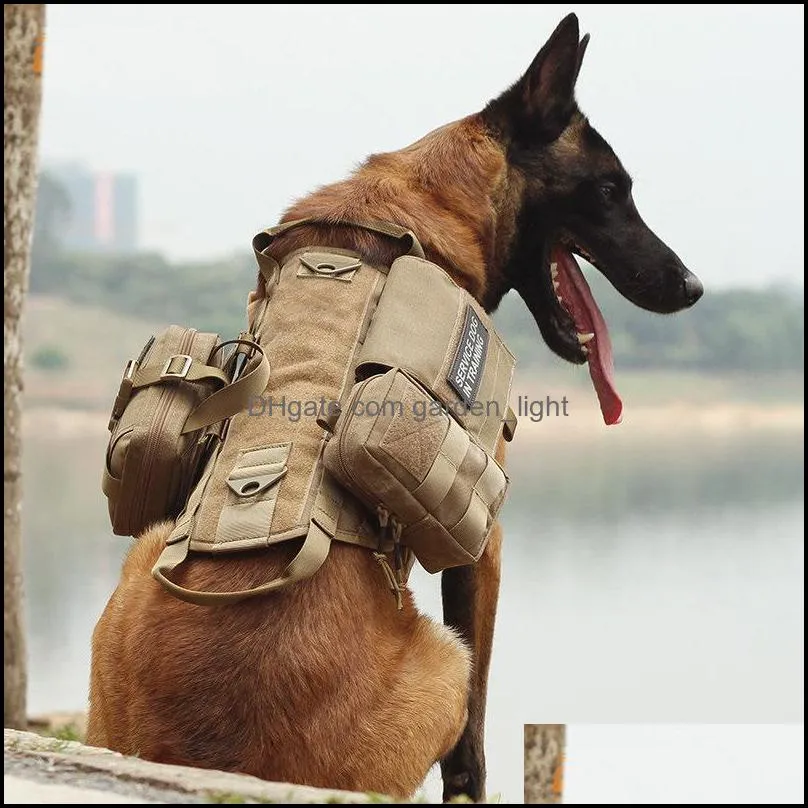 dog collars leashes military harness saddle with pocket bag pet training vest soft collar adjustable accessories for small medidum