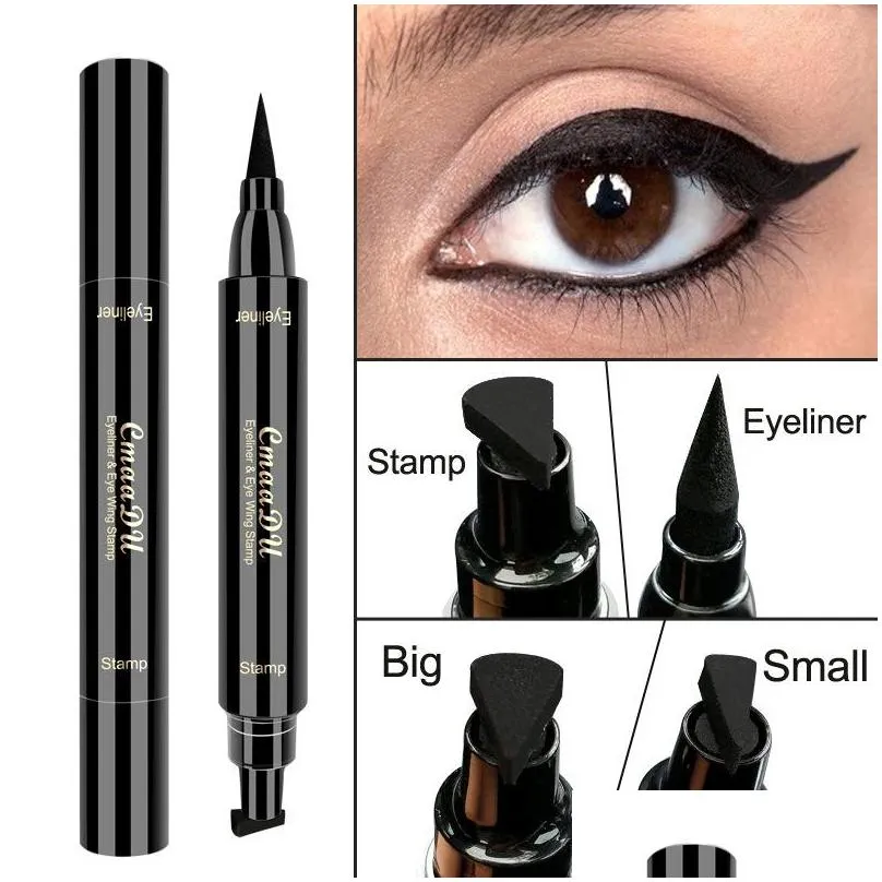 cmaadu wing stamp eyeliner pen liner seals stamps waterproof double head big and small two size for select makeup eyeliners