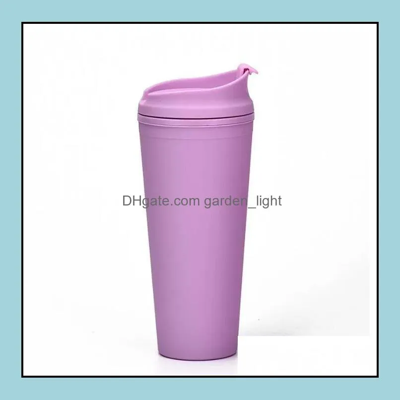 doublelayer plastic frosted tumbler 22oz matte plastic bulk tumblers with lids for outdoor sport camping