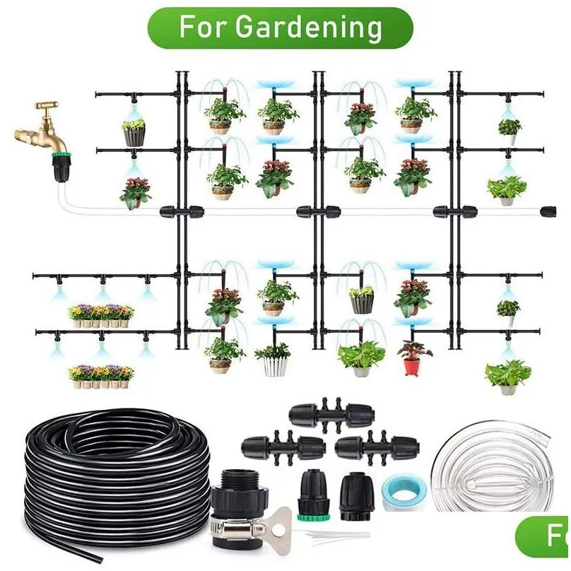 watering equipments mini drip irrigation kit garden system misting cooling for greenhouse/lawn with adjustable sprinkler