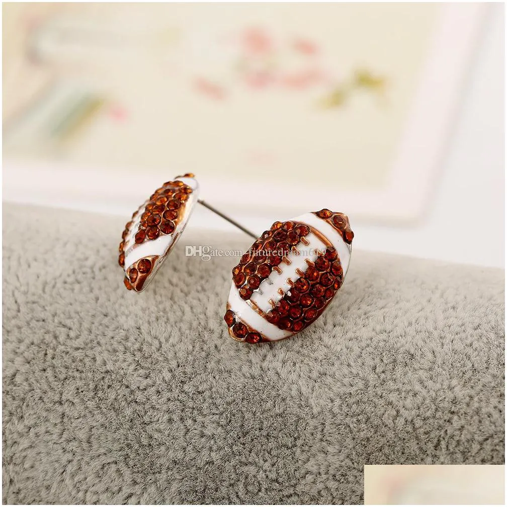 unique basketball volleyball baseball softball earrings studs 2019 rhinestone crystal bling earrings women girl sports fashion jewelry