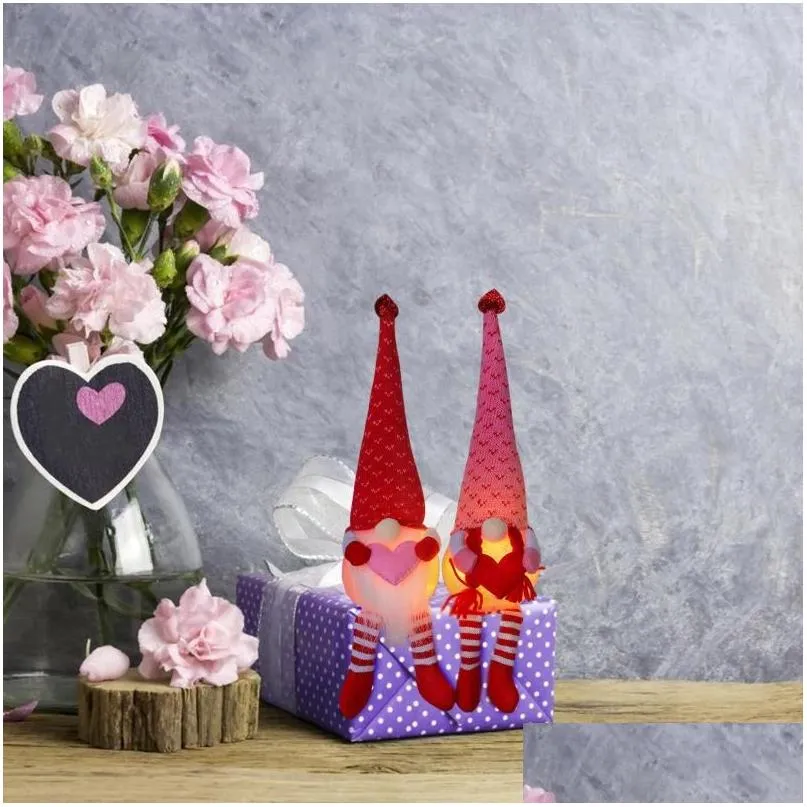 christmas decorations 3 valentines day glowing love faceless doll dwarf window props decoration ornaments xmas tree noel natal