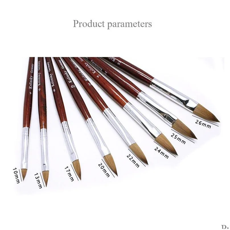 kads kolinsky sable pen red wood 121416182022 nail art brush for professional round head nail drawing tool