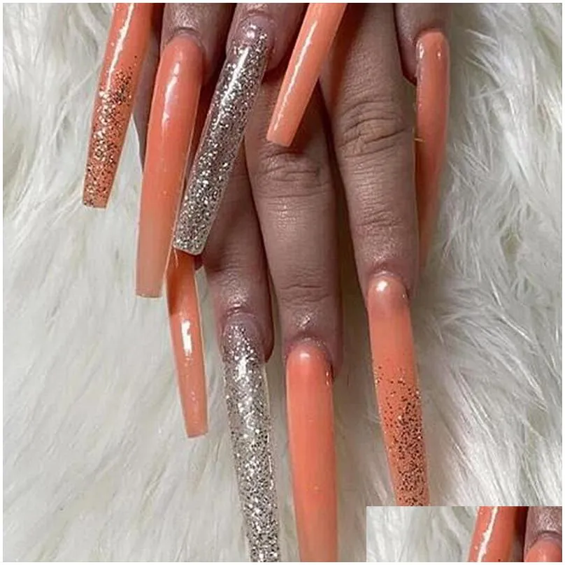 100pcs/bag fake nail tips clear/natural false fake manicure acrylic gel diy salon extralong fingernail manicure set