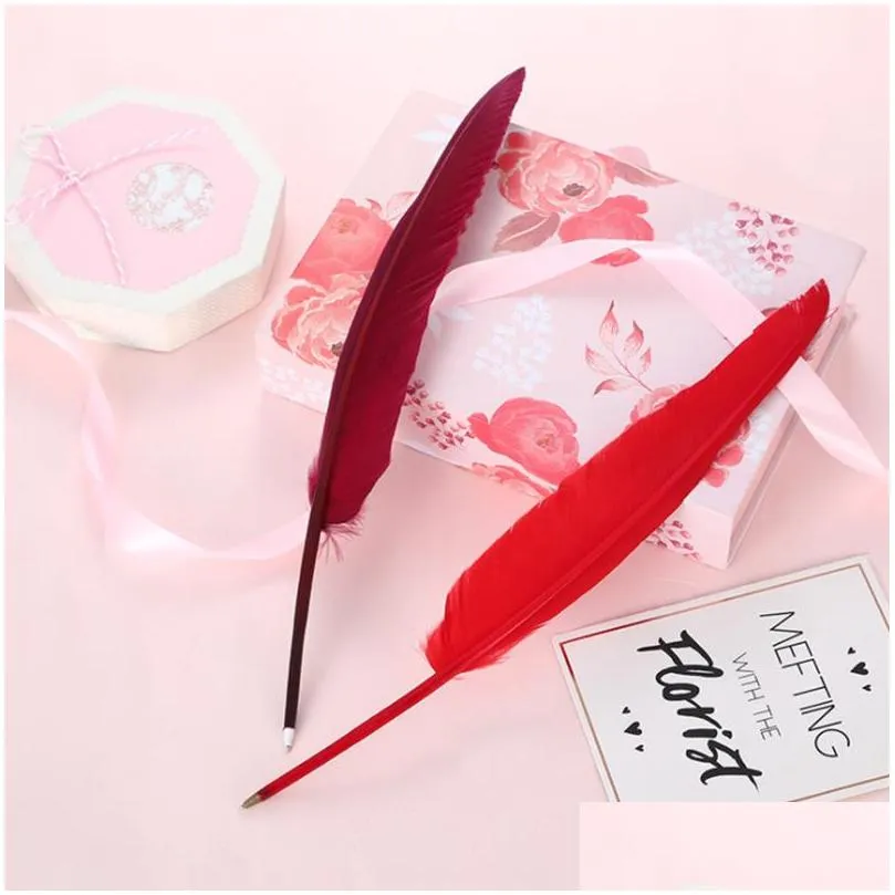 200 pcs feather quill ballpoint pen for office student writing signing pen feather pens for school supplies home decor