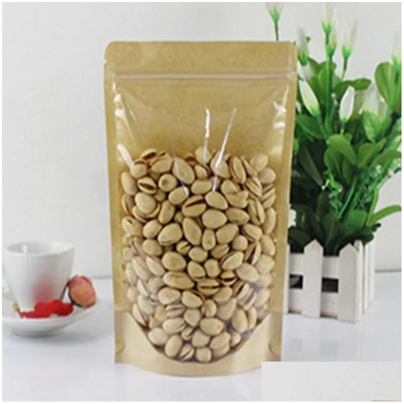 gift wrap 50pcs food packaging candy with window nut beans pouches party supplies kraft paper bag package