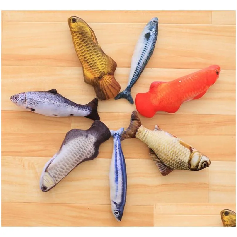plush creative 3d carp fish shape cat toy gift cute simulation fish playing toy for pet gifts catnip fish stuffed pillow doll