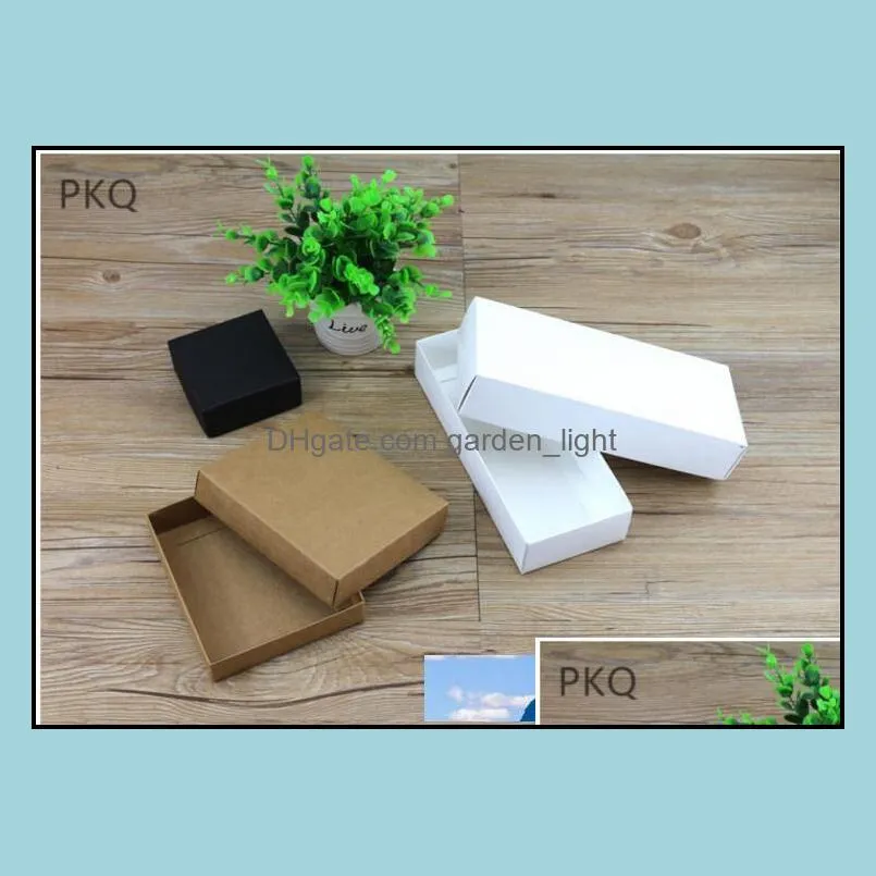 20pcs/lot kraft paper gift cardboard boxes for packaging white cardboard boxes black gift packing box with lid