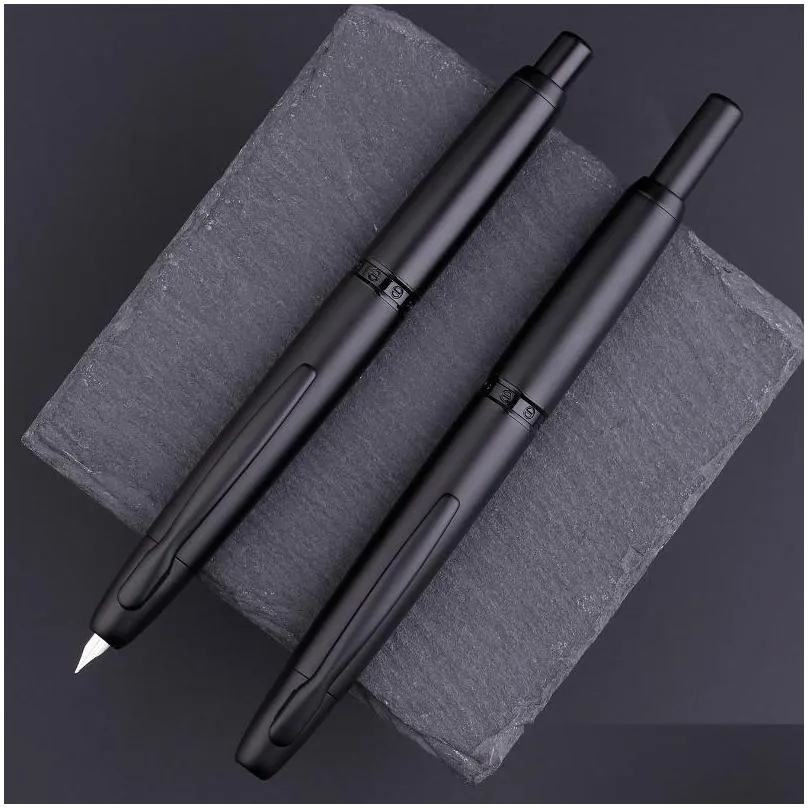 fountain pens presale majohn a1 press pen retractable extra fine nib 0.4mm metal matte black ink with converter for writing