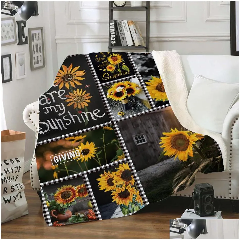 softbatfy sunflower fleece throw blanket sofa bedding blankets drop ship