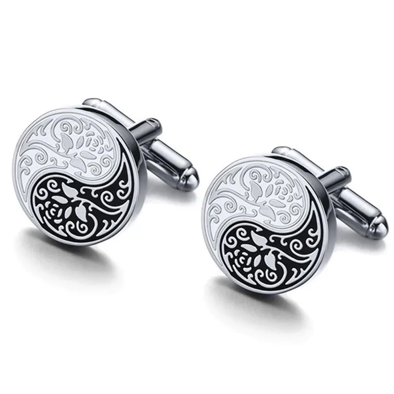 cuff links kflk design high quality cufflinks for mens chinese style tai chi rose cuff links buttons shirt wedding custom guests