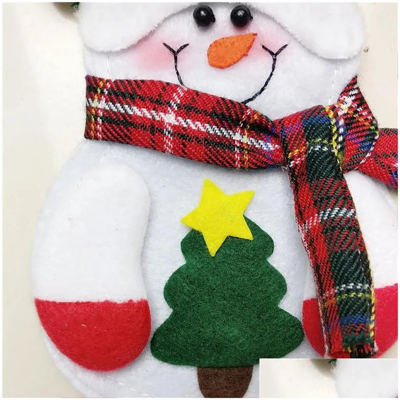 christmas santa claus knifes forks bag silverware holders pockets pouch snowman elk xmas party decoration